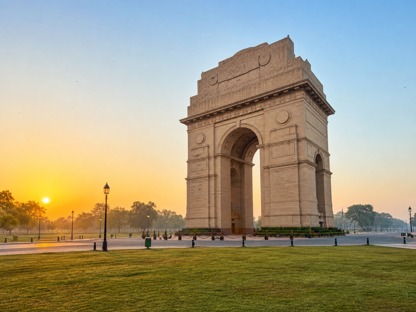 India Gate in New Delhi at sunrise
